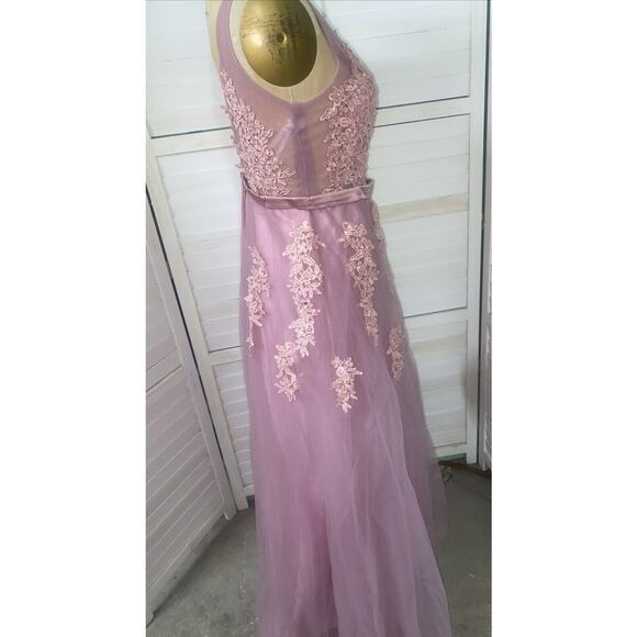 New W/ Tags Babyonline Dress Maxi Long Lilac Sequins V Back Prom Wedding Medium - Picture 5 of 12